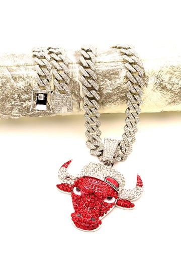 NBA / Hip Hop Necklace Chicago Bulls / Silver Color
