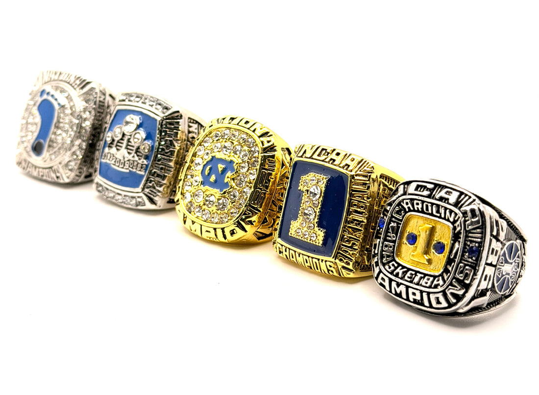 NCAA / 1982 1983 2005 2009 2017 North Carolina University ( UNC ) Tar Heels Championship Rings Set