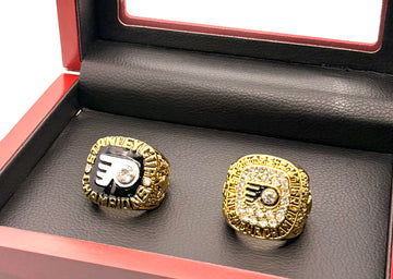 NHL / 1974 and 1975 Philadelphia Flyers Stanley Cup Championship Rings Set With Wooden Box