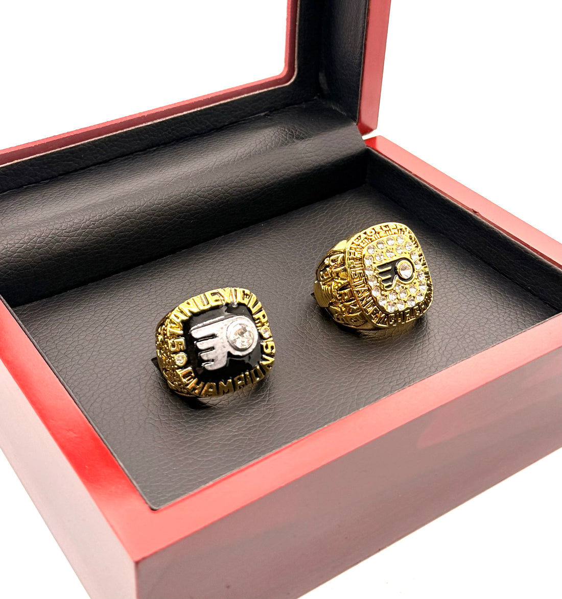 NHL / 1974 and 1975 Philadelphia Flyers Stanley Cup Championship Rings Set With Wooden Box