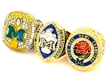 NCAA / 2024 Big 10 , 2024 Rose Bowl , 2024 Corum Michigan Wolverines Championship Rings Set