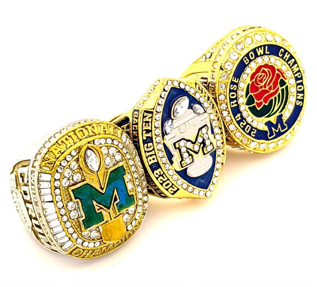 NCAA / 2024 Big 10 , 2024 Rose Bowl , 2024 Corum Michigan Wolverines Championship Rings Set