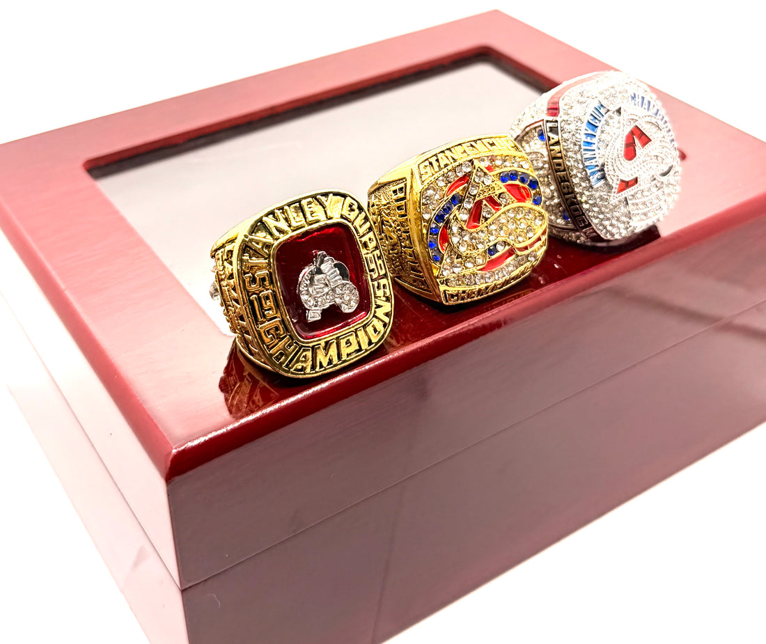NHL / 1996 2001 2022 Colorado Avalanche Stanley Cup Championship Rings Set With wooden box