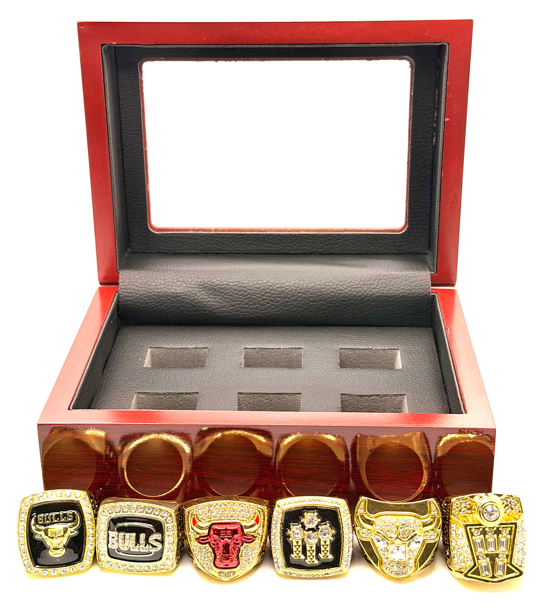 NBA / 1991 1992 1993 1996 1997 1998 Chicago Bulls championship rings Set with wooden box  / Jordan