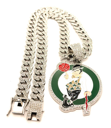 Hip Hop Necklace Boston Celtics / Silver Color