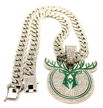 Hip Hop Necklace Milwaukee Bucks / Silver Color