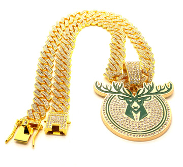 Hip Hop Necklace Milwaukee Bucks / Gold Color