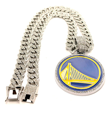 Hip Hop Necklace Golden State Warriors / Silver Color