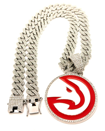 Hip Hop Necklace Atlanta Hawks / Silver Color