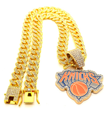 Hip Hop Necklace New York Knicks /Gold  Color