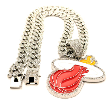 Hip Hop Necklace Miami Heat / Silver Color