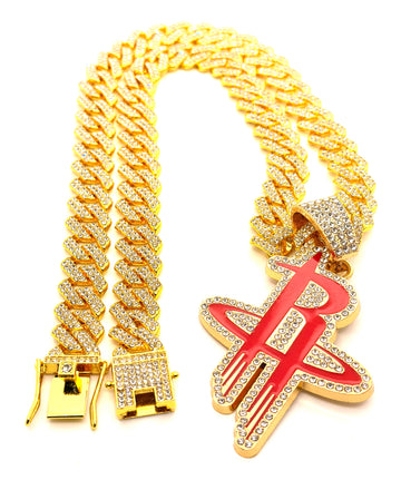 Hip Hop Necklace Houston Rockets / Gold Color
