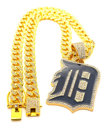 Hip Hop Necklace / Detroit Tigers Gold Color