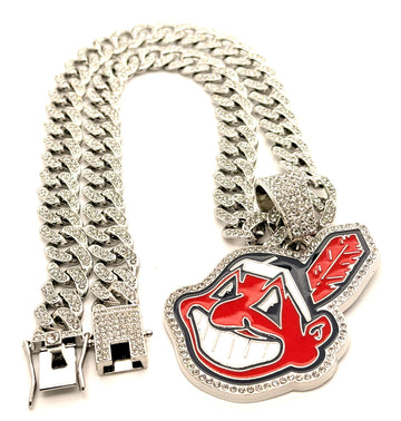 Hip Hop Necklace / Cleveland Indians ( Guardians ) Silver Color