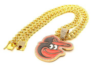 Hip Hop Necklace / Baltimore Orioles Gold Color