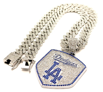 Hip Hop Necklace / Los Angeles Dodgers Silver Color