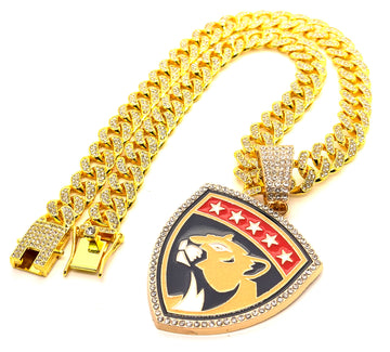 Hip Hop Necklace / Florida Panthers Gold Color