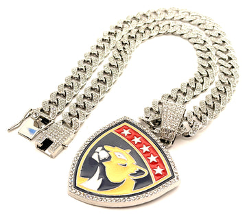 Hip Hop Necklace / Florida Panthers Silver Color