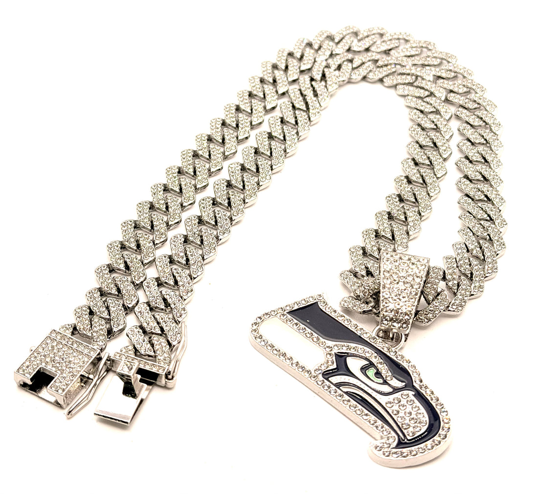 Hip Hop Necklace / Seattle Seahawks Silver Color