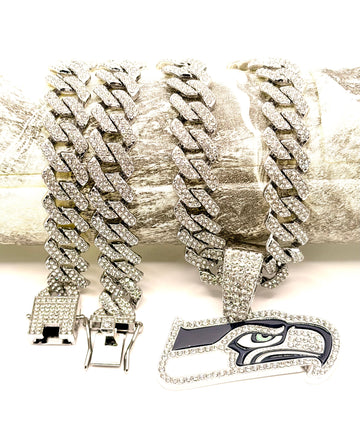 Hip Hop Necklace / Seattle Seahawks Silver Color
