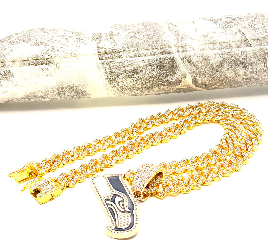 Hip Hop Necklace / Seattle Seahawks Gold Color