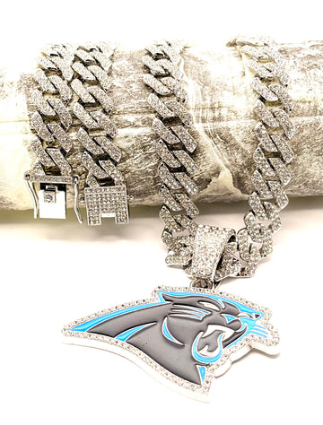 Hip Hop Necklace / Carolina Panthers Silver Color