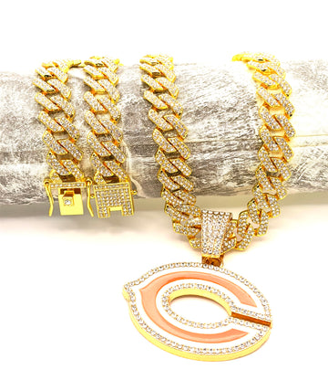 Hip Hop Necklace / Chicago Bears Gold Color