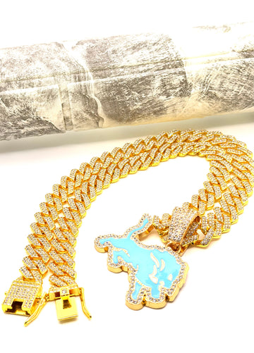 Hip Hop Necklace / Detroit Lions Gold Color