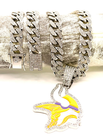 Hip Hop Necklace / Minnesota Vikings Silver Color