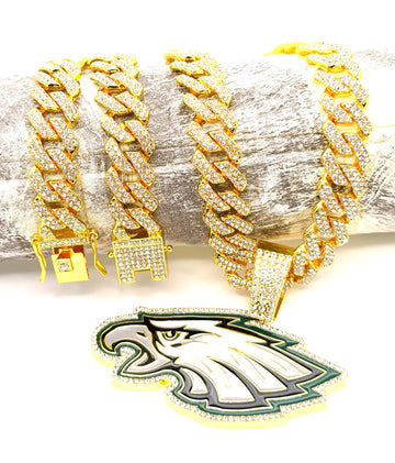 Hip Hop Necklace / Philadelphia Eagles Gold Color