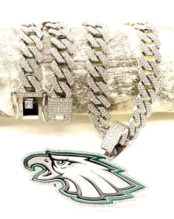 Hip Hop Necklace / Philadelphia Eagles Silver Color