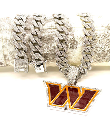 Hip Hop Necklace / Washington Redskins ( Commanders ) Silver Color