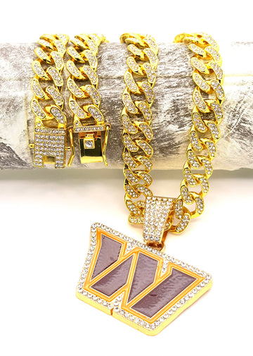 Hip Hop Necklace / Washington Redskins ( Commanders ) Gold Color