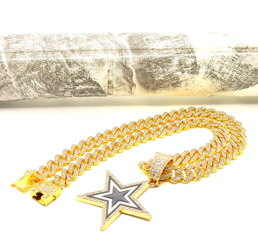 Hip Hop Necklace / Dallas Cowboys Gold Color