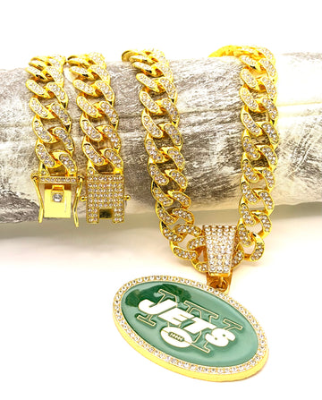 Hip Hop Necklace / New York Jets Gold Color