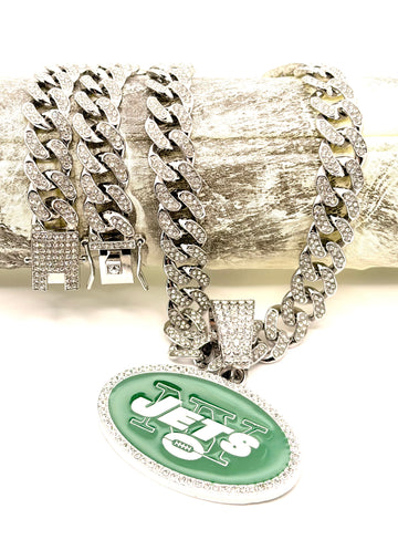 Hip Hop Necklace / New York Jets Silver Color