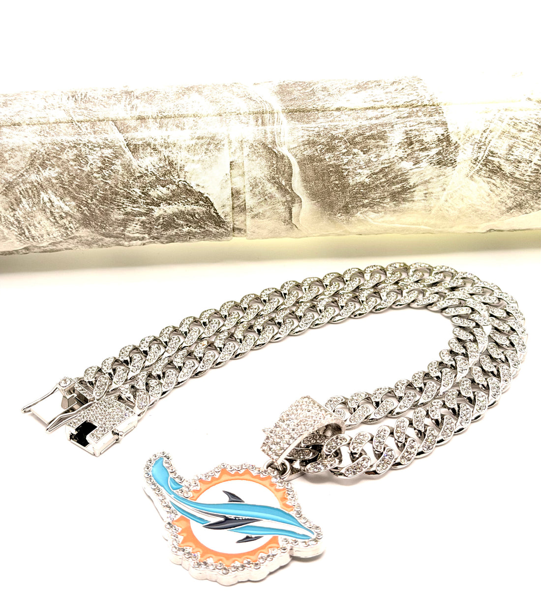Hip Hop Necklace / Miami  Dolphins  Silver Color
