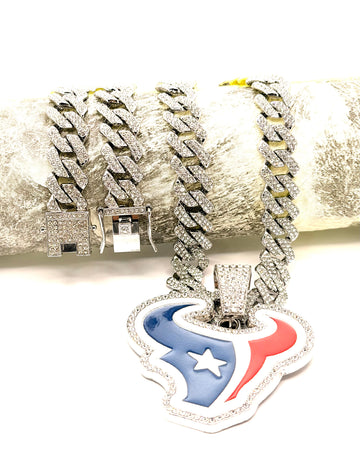 Hip Hop Necklace / Houston Texans Silver Color