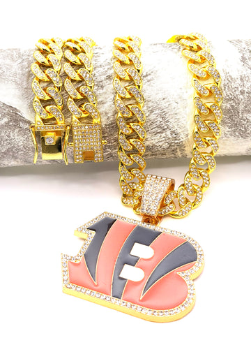 Hip Hop Necklace / Cincinnati Bengals Gold Color