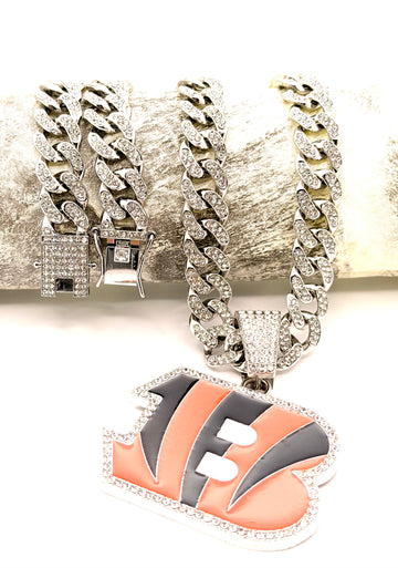 Hip Hop Necklace / Cincinnati Bengals Silver Color