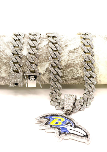 Hip Hop Necklace / Baltimore Ravens Silver Color