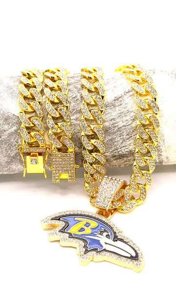 Hip Hop Necklace / Baltimore Ravens Gold Color