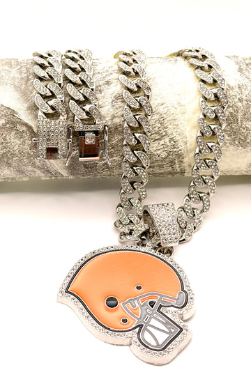 Hip Hop Necklace / Cleveland Browns Silver Color