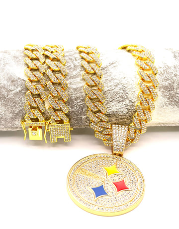Hip Hop Necklace / Pittsburgh Steelers Gold Color