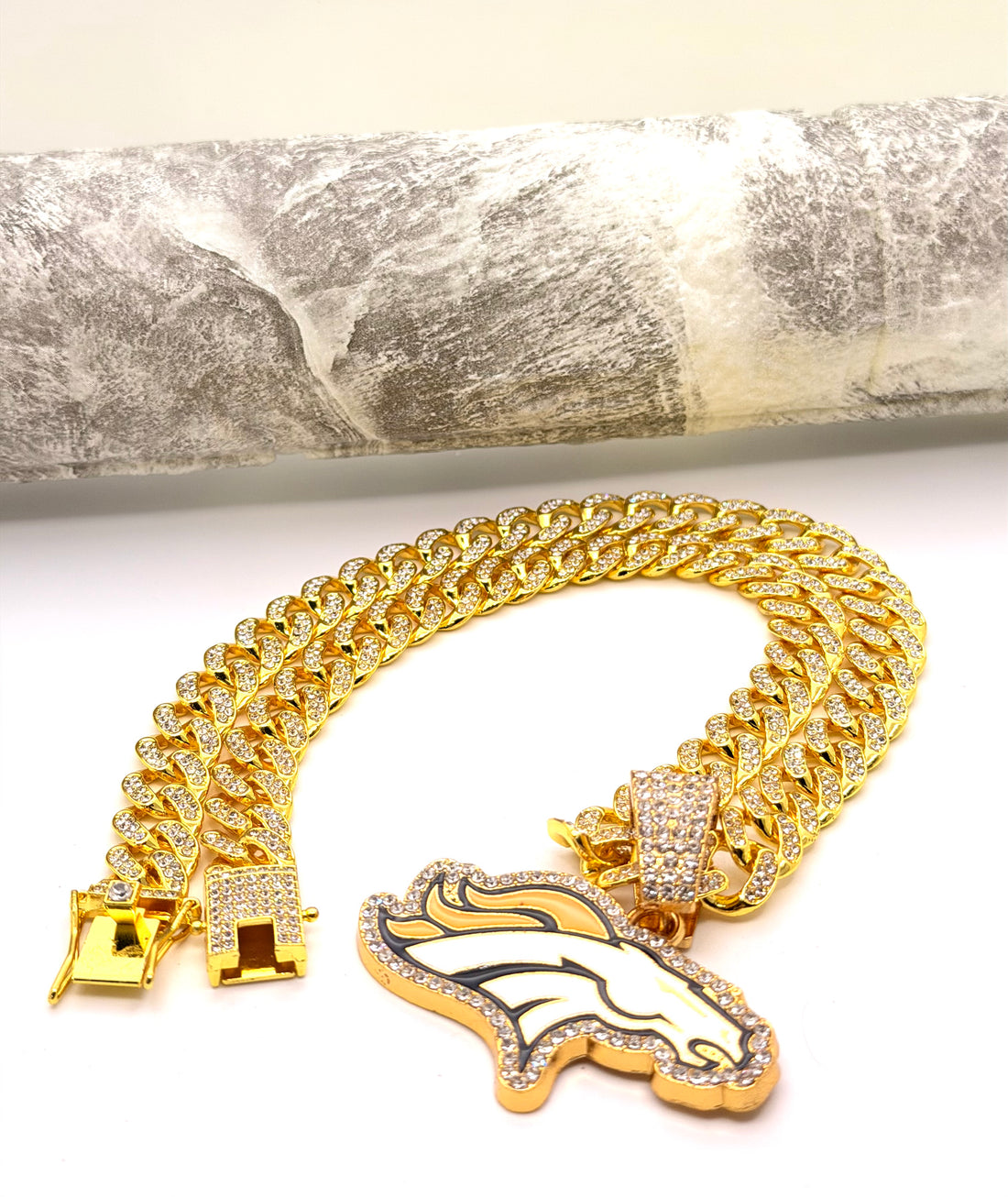 Hip Hop Necklace / Denver Broncos Gold Color
