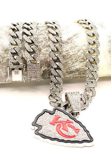 Hip Hop Necklace / Kansas City Chiefs Silver Color