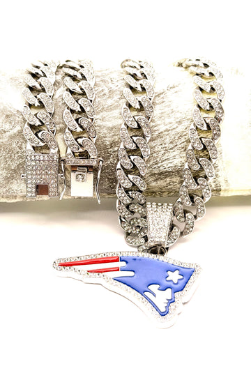Hip Hop Necklace / New England Patriots Silver Color