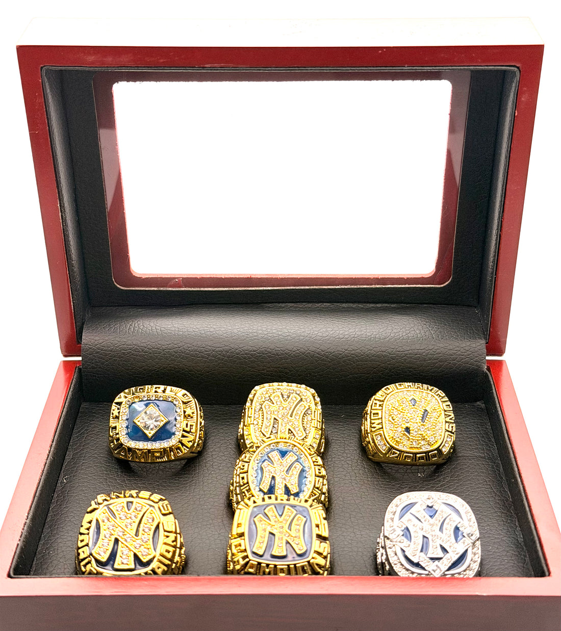 MLB / 1977 1978 1996 1998 1999 2000 2009 New York Yankees World Series championship rings set with wooden box