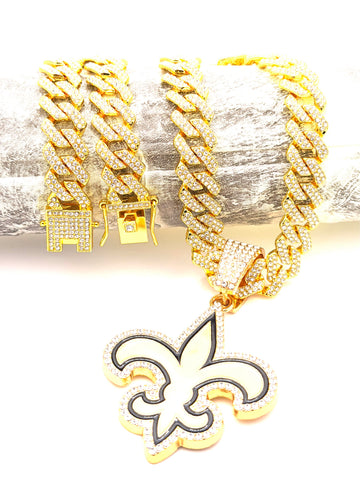 Hip Hop Necklace / New Orleans Saints Gold Color