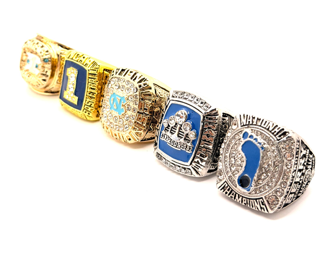 NCAA / 1982 1983 2005 2009 2017 North Carolina University ( UNC ) Tar Heels Championship Rings Set